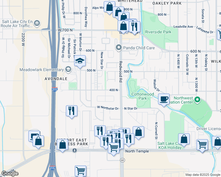 map of restaurants, bars, coffee shops, grocery stores, and more near 1742 West 400 North in Salt Lake City