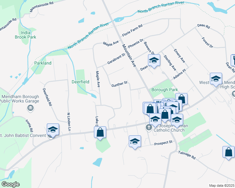 map of restaurants, bars, coffee shops, grocery stores, and more near 10 Bockoven Road in Mendham