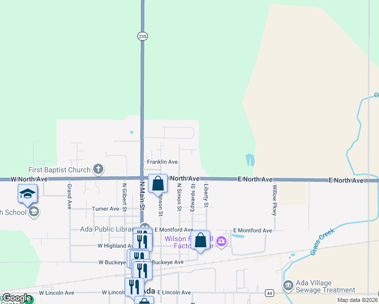 map of restaurants, bars, coffee shops, grocery stores, and more near 318 Valerie Dr in Ada