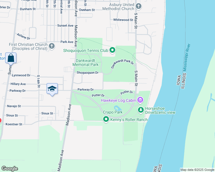 map of restaurants, bars, coffee shops, grocery stores, and more near 2610 South 5th Street in Burlington