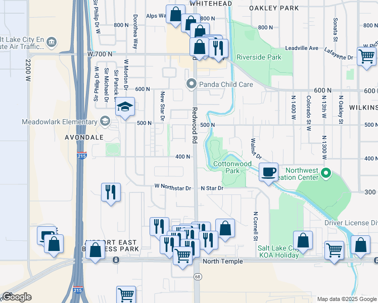 map of restaurants, bars, coffee shops, grocery stores, and more near 475 North Redwood Road in Salt Lake City