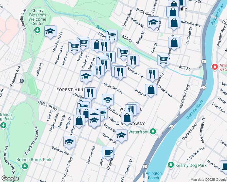 map of restaurants, bars, coffee shops, grocery stores, and more near 791 Summer Avenue in Newark