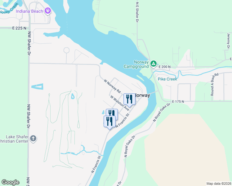 map of restaurants, bars, coffee shops, grocery stores, and more near 301-399 Norway Road in Monticello