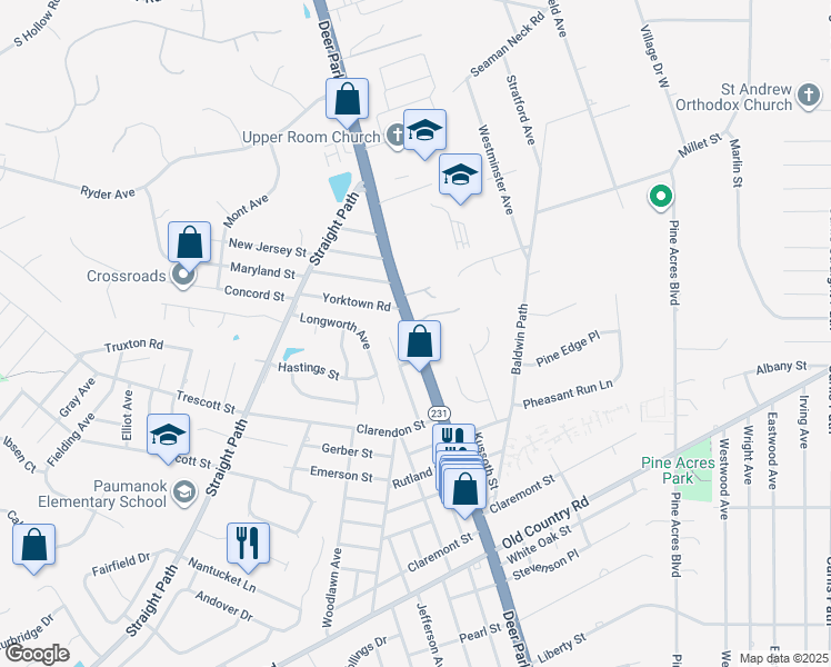 map of restaurants, bars, coffee shops, grocery stores, and more near 800 Deer Park Avenue in Dix Hills