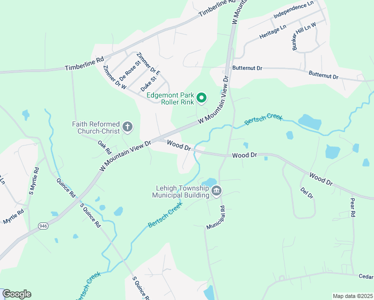 map of restaurants, bars, coffee shops, grocery stores, and more near 4327 Wood Drive in Walnutport