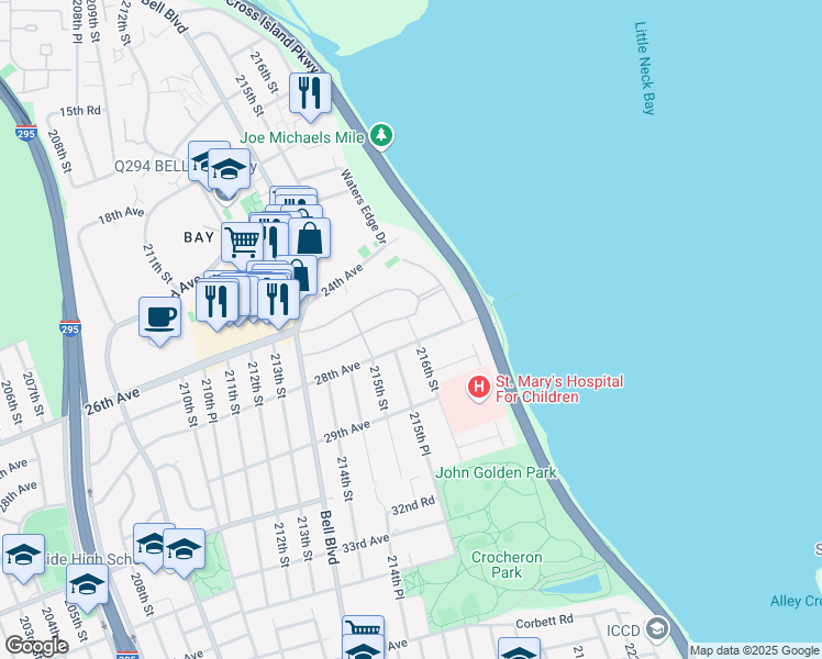 map of restaurants, bars, coffee shops, grocery stores, and more near in Queens