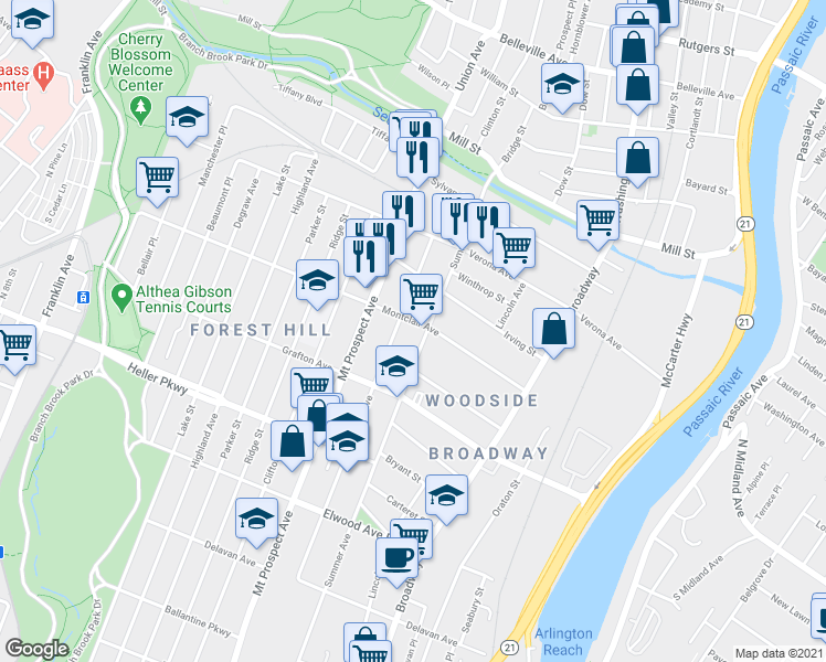 map of restaurants, bars, coffee shops, grocery stores, and more near 791 Summer Avenue in Newark