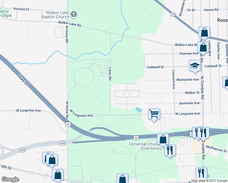 map of restaurants, bars, coffee shops, grocery stores, and more near 1368 Winners Circle South in Mansfield