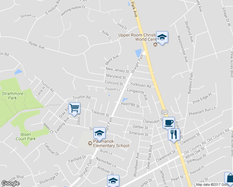 map of restaurants, bars, coffee shops, grocery stores, and more near 39 Seaman Neck Road in Dix Hills