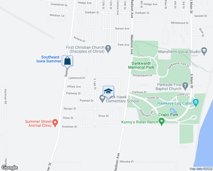 map of restaurants, bars, coffee shops, grocery stores, and more near 1300 Hillary Avenue in Burlington