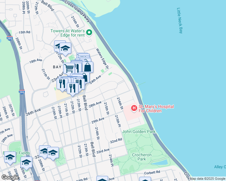 map of restaurants, bars, coffee shops, grocery stores, and more near in Queens