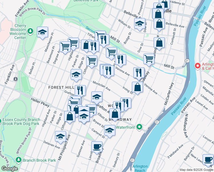 map of restaurants, bars, coffee shops, grocery stores, and more near 791 Summer Avenue in Newark