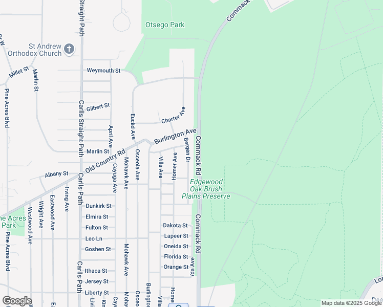 map of restaurants, bars, coffee shops, grocery stores, and more near 65 Bergen Drive in Deer Park