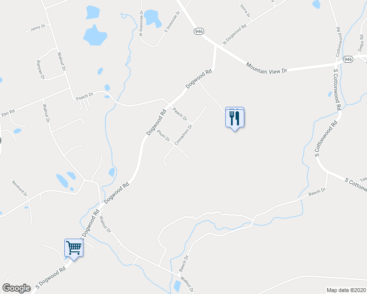 map of restaurants, bars, coffee shops, grocery stores, and more near 3813 Cinnamon Drive in Danielsville
