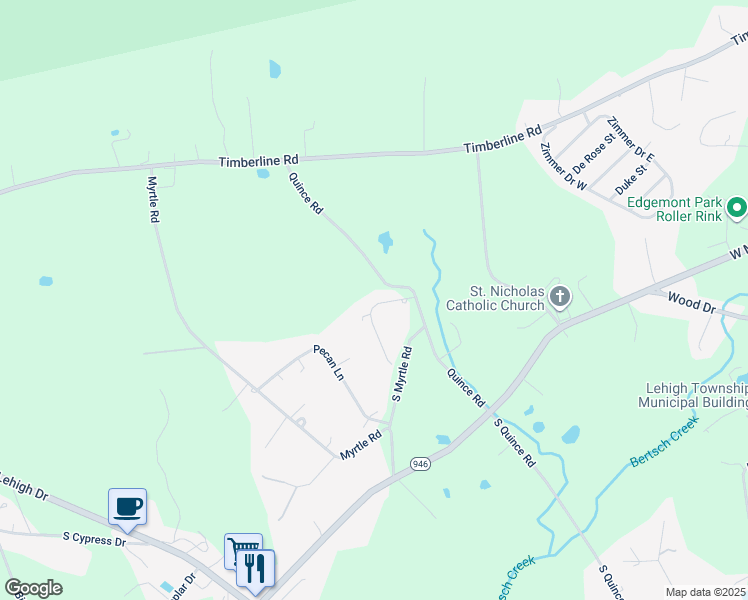 map of restaurants, bars, coffee shops, grocery stores, and more near 1169 Pine Lane in Walnutport