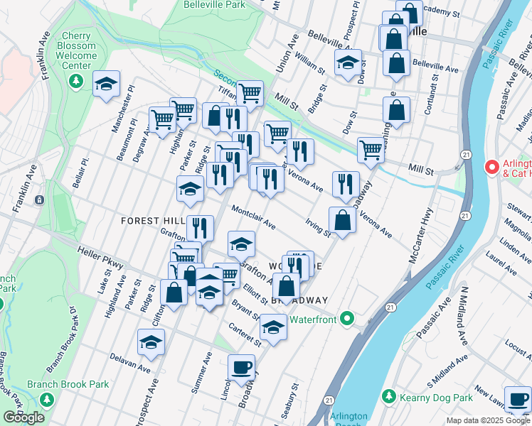 map of restaurants, bars, coffee shops, grocery stores, and more near 791 Summer Avenue in Newark