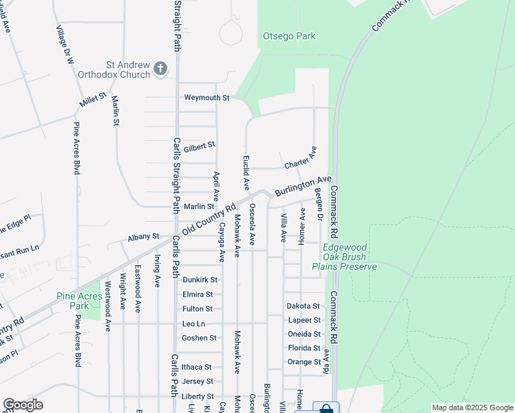 map of restaurants, bars, coffee shops, grocery stores, and more near 241 Osceola Avenue in Deer Park