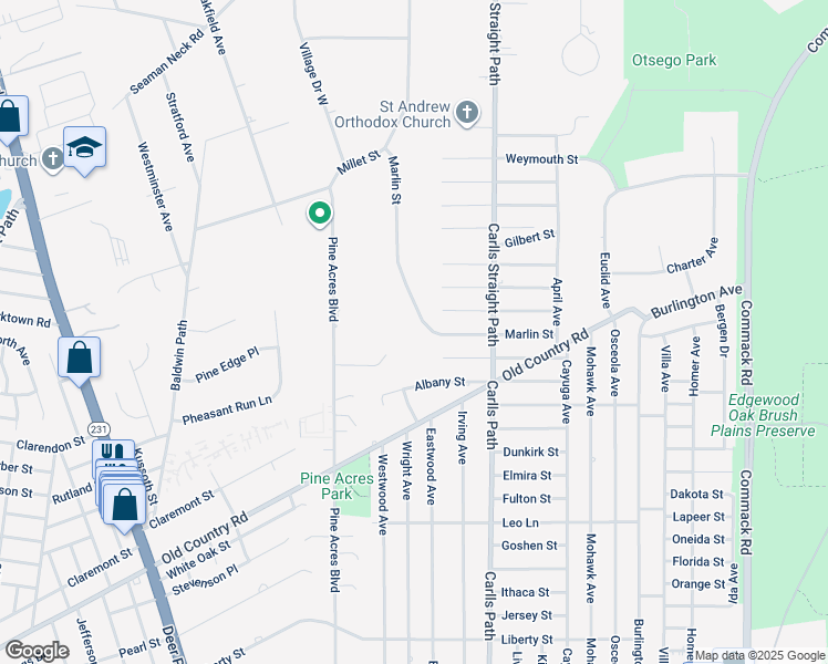 map of restaurants, bars, coffee shops, grocery stores, and more near 294 Marlin Street in Huntington Station