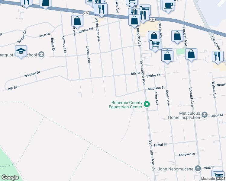 map of restaurants, bars, coffee shops, grocery stores, and more near 1514 Louis Kossuth Avenue in Bohemia