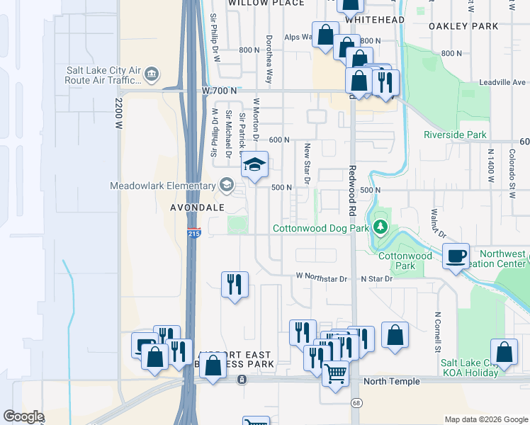map of restaurants, bars, coffee shops, grocery stores, and more near 436 Morton Drive in Salt Lake City