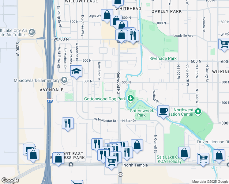 map of restaurants, bars, coffee shops, grocery stores, and more near 475 North Redwood Road in Salt Lake City