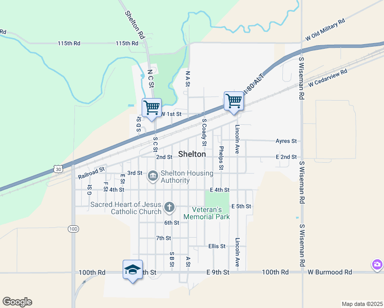 map of restaurants, bars, coffee shops, grocery stores, and more near in Shelton