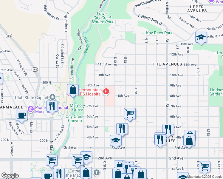 map of restaurants, bars, coffee shops, grocery stores, and more near in Salt Lake City