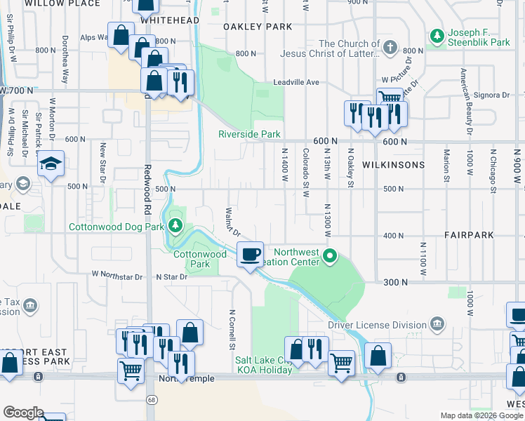 map of restaurants, bars, coffee shops, grocery stores, and more near 436 North 1465 West in Salt Lake City