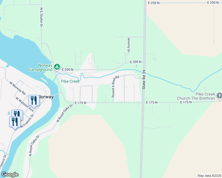 map of restaurants, bars, coffee shops, grocery stores, and more near 1801-2099 Round a Bout Rd in Monticello