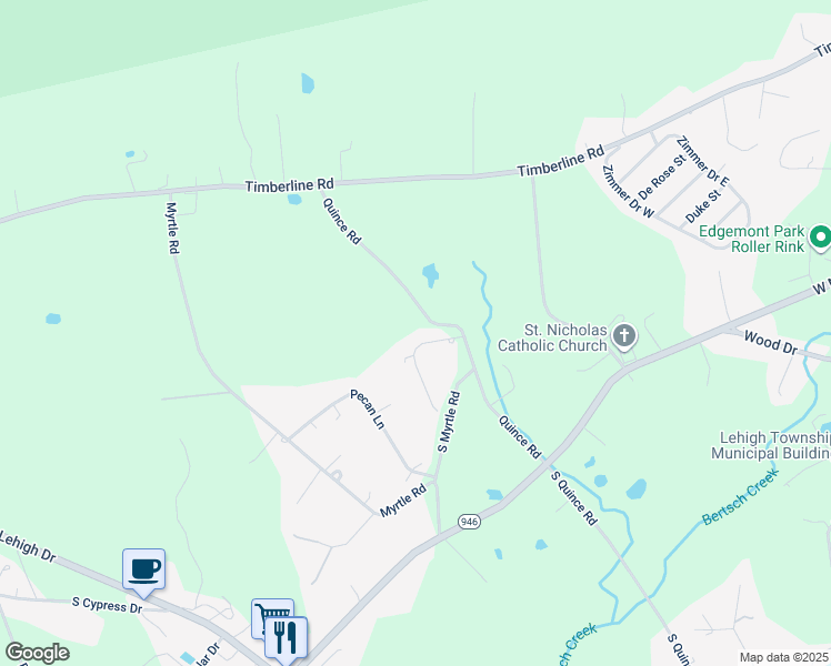 map of restaurants, bars, coffee shops, grocery stores, and more near 1169 Pine Ln in Walnutport