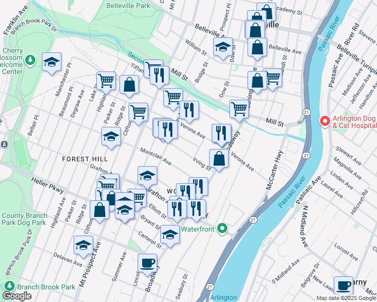 map of restaurants, bars, coffee shops, grocery stores, and more near 376 Lincoln Avenue in Newark