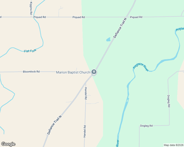 map of restaurants, bars, coffee shops, grocery stores, and more near 2998 North Defiance Trail in Spencerville