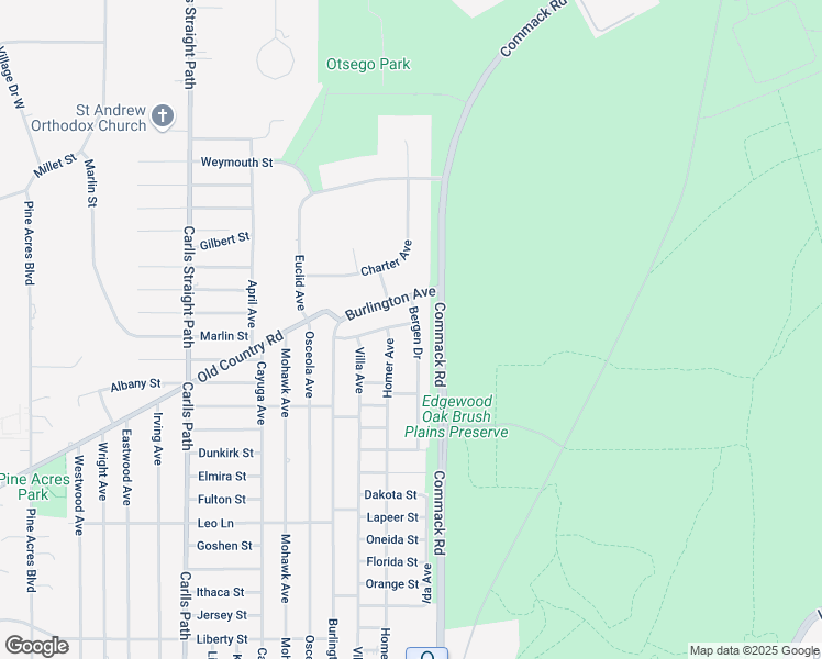 map of restaurants, bars, coffee shops, grocery stores, and more near 65 Bergen Drive in Deer Park