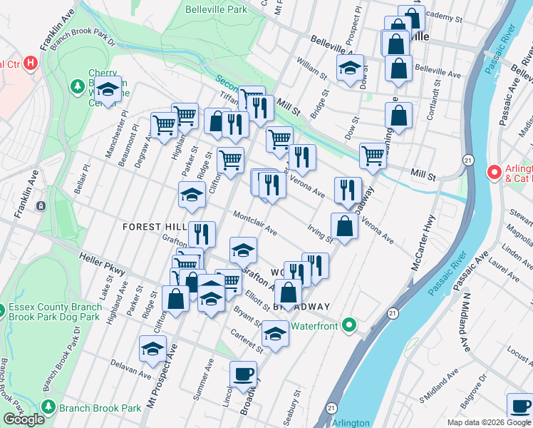 map of restaurants, bars, coffee shops, grocery stores, and more near 791 Summer Avenue in Newark