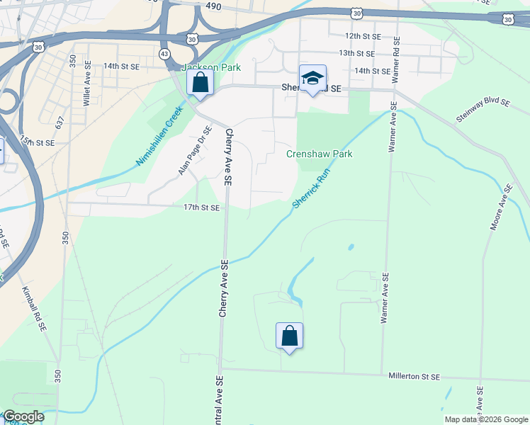 map of restaurants, bars, coffee shops, grocery stores, and more near 1700 Gateway Boulevard Southeast in Canton