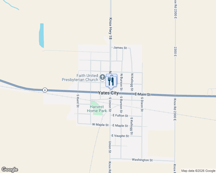 map of restaurants, bars, coffee shops, grocery stores, and more near in Yates City