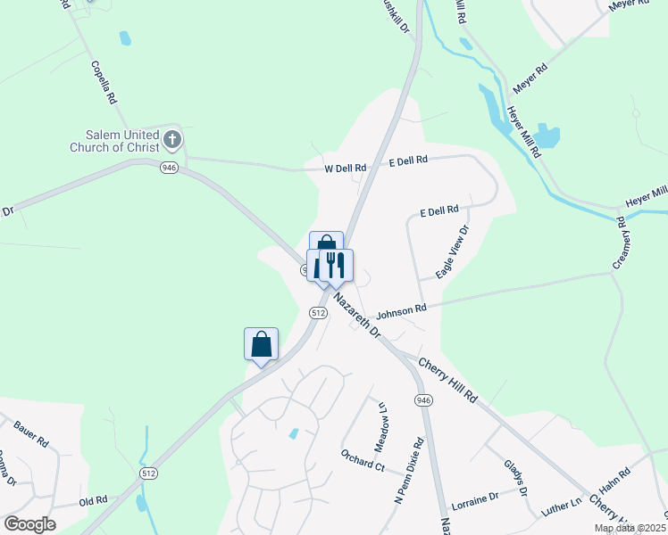 map of restaurants, bars, coffee shops, grocery stores, and more near 589 Moorestown Drive in Bath