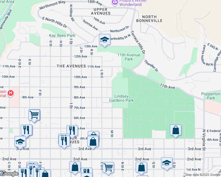map of restaurants, bars, coffee shops, grocery stores, and more near 784 North 9th Avenue in Salt Lake City