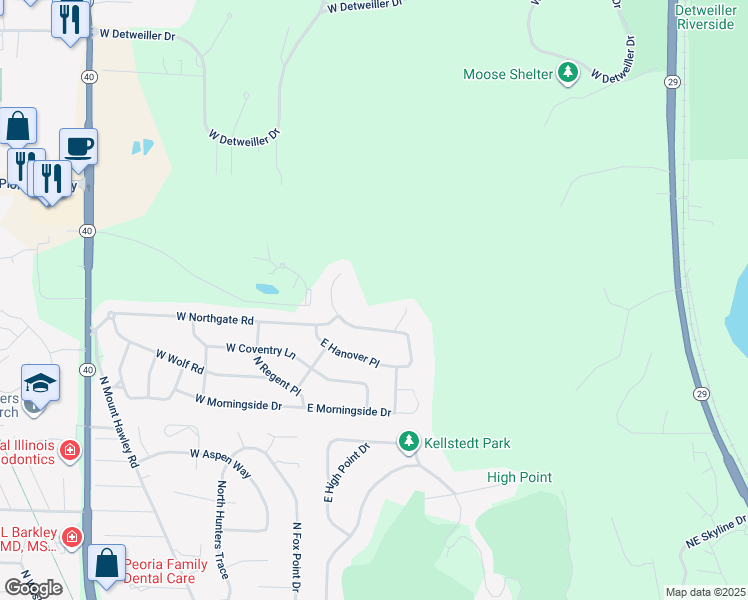 map of restaurants, bars, coffee shops, grocery stores, and more near 7512 North Edgewild Drive in Peoria