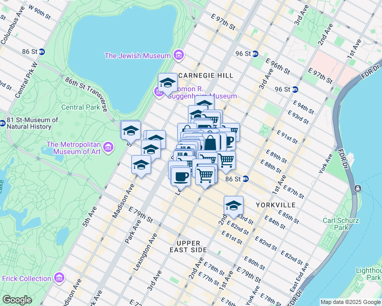 map of restaurants, bars, coffee shops, grocery stores, and more near None in New York