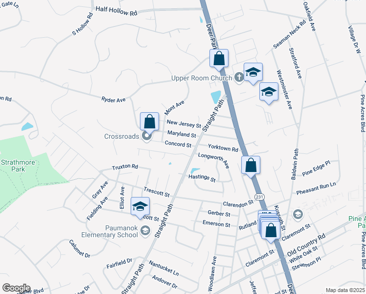 map of restaurants, bars, coffee shops, grocery stores, and more near 39 Seaman Neck Road in Dix Hills