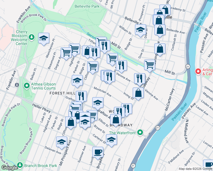 map of restaurants, bars, coffee shops, grocery stores, and more near in Newark