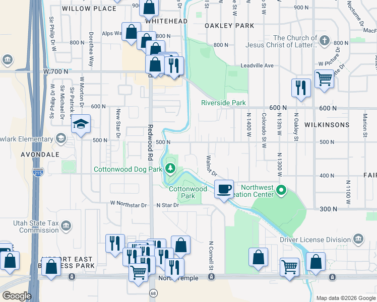 map of restaurants, bars, coffee shops, grocery stores, and more near 459 Montgomery Street in Salt Lake City
