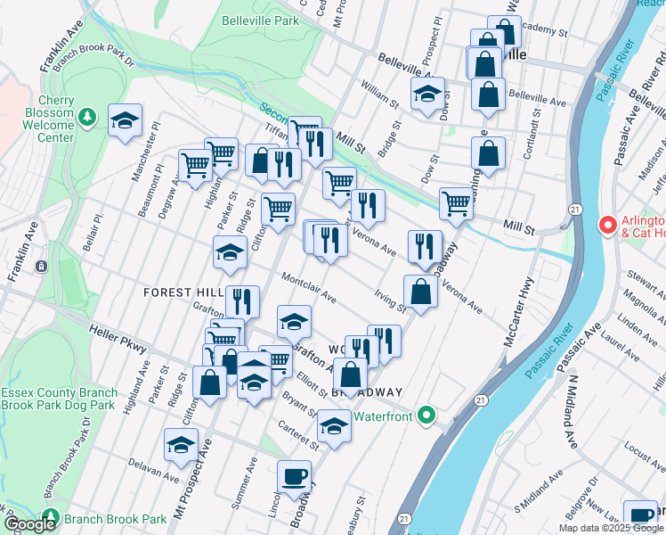 map of restaurants, bars, coffee shops, grocery stores, and more near 809 Summer Avenue in Newark