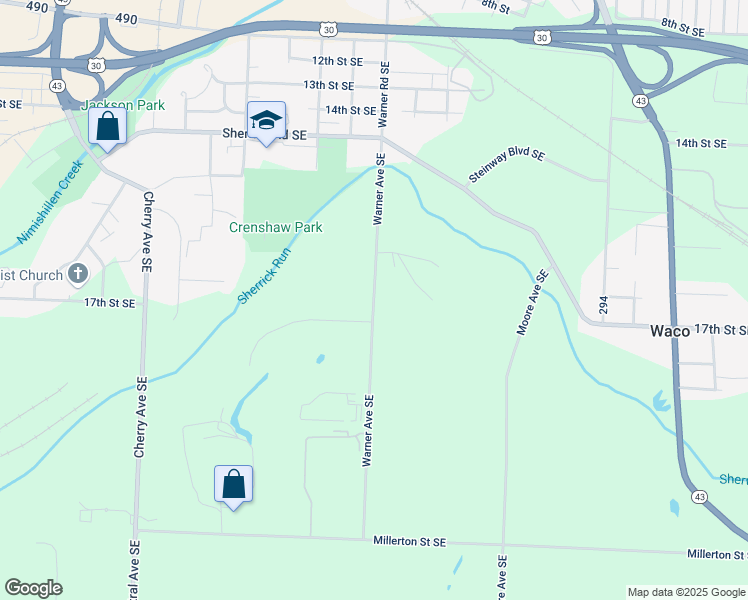map of restaurants, bars, coffee shops, grocery stores, and more near 1505 Howington Circle Southeast in Canton