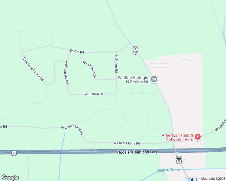 map of restaurants, bars, coffee shops, grocery stores, and more near 953-999 North Striker Road in Peru