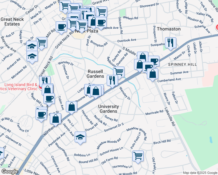 map of restaurants, bars, coffee shops, grocery stores, and more near 18 Somerset Drive in University Gardens