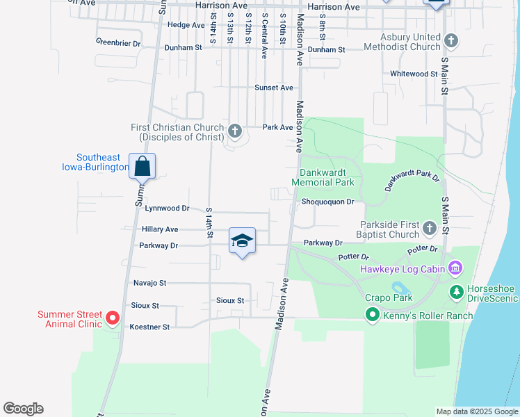 map of restaurants, bars, coffee shops, grocery stores, and more near 1104 Lynnwood Drive in Burlington