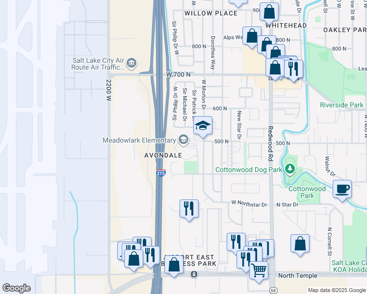 map of restaurants, bars, coffee shops, grocery stores, and more near 497 Morton Drive in Salt Lake City