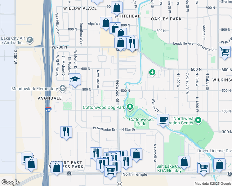 map of restaurants, bars, coffee shops, grocery stores, and more near 475 North Redwood Road in Salt Lake City